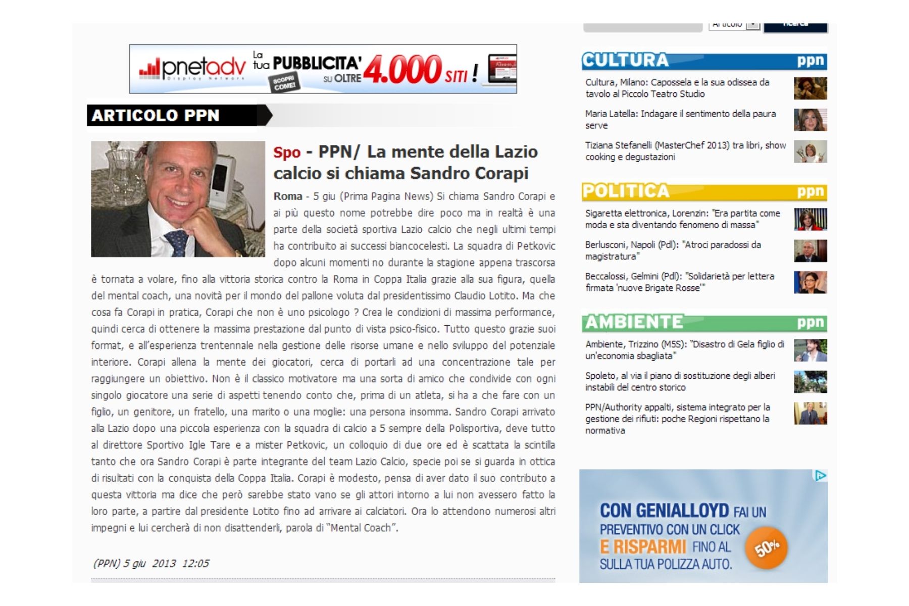 Articolo Sandro Corapi